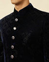 Manyavar Men Midnight Blue Diamond Patterned Sherwani Set