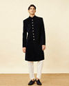 alt message - Manyavar Men Midnight Blue Diamond Patterned Sherwani Set image number 2