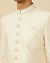 alt message - Manyavar Men Lush Cream Sequinned Sherwani Set image number 1