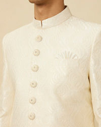 Manyavar Men Lush Cream Sequinned Sherwani Set