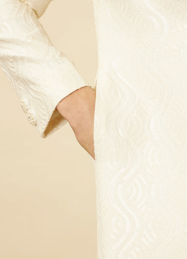Manyavar Men Lush Cream Sequinned Sherwani Set