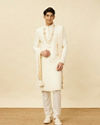 alt message - Manyavar Men Lush Cream Sequinned Sherwani Set image number 2