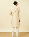 Manyavar Men Antique White Overlapping Wave Patterned Sherwani Set
