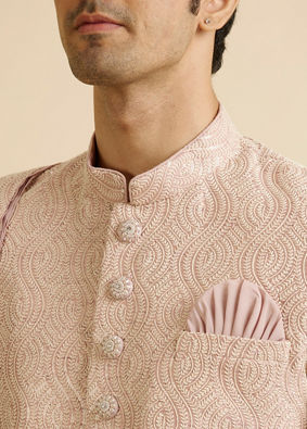 alt message - Manyavar Men Embroidered Opulence Pink Sherwani image number 1