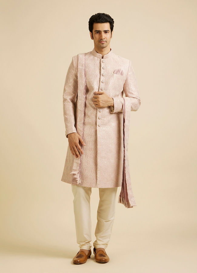 alt message - Manyavar Men Embroidered Opulence Pink Sherwani image number 2