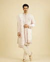 Manyavar Men Blush Pink Jaal Medallion Patterned Sherwani Set