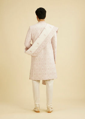 Manyavar Men Blush Pink Jaal Medallion Patterned Sherwani Set image number 4