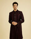 Manyavar Men Velvety Wine Elegance Sherwani image number 0