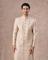 Manyavar Men Regal Beige Georgette Sherwani
