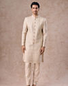 Manyavar Men Regal Beige Georgette Sherwani
