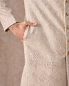 Manyavar Men Regal Beige Georgette Sherwani