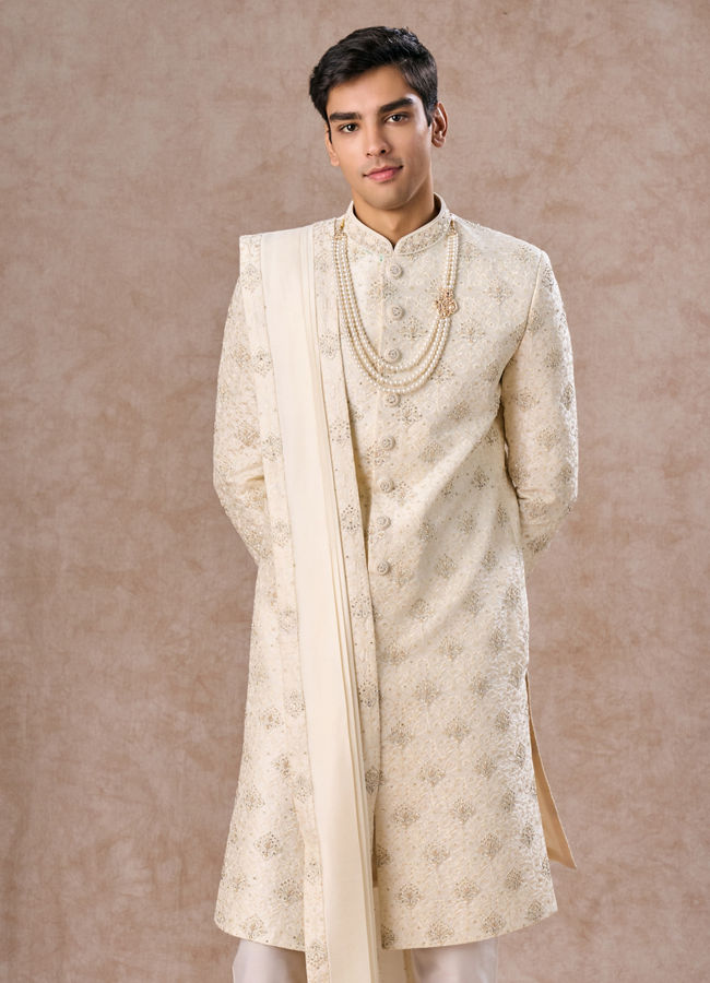 Manyavar Men Regal Cream Royalty Sherwani