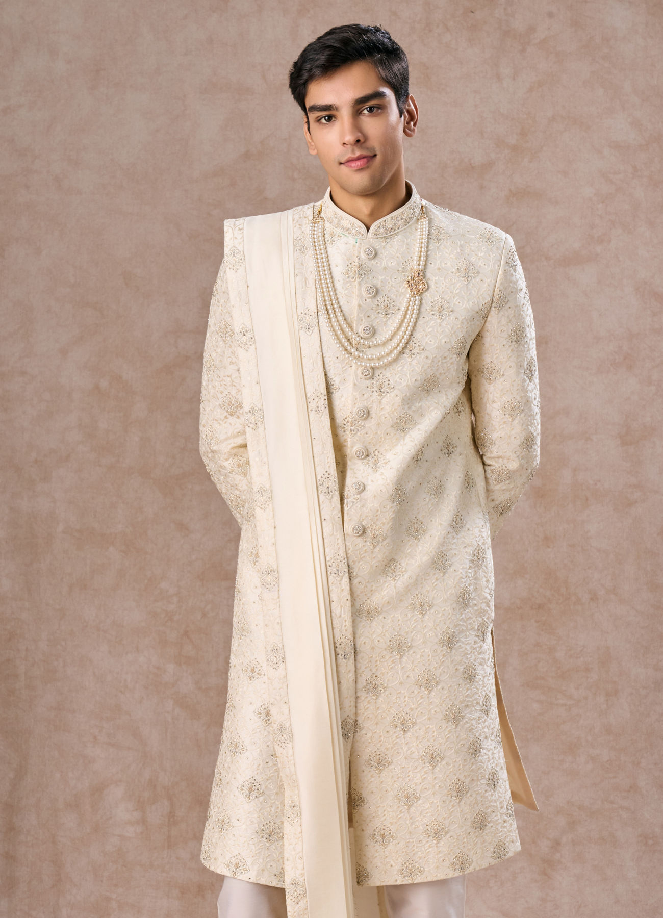 Manyavar Men Regal Cream Royalty Sherwani