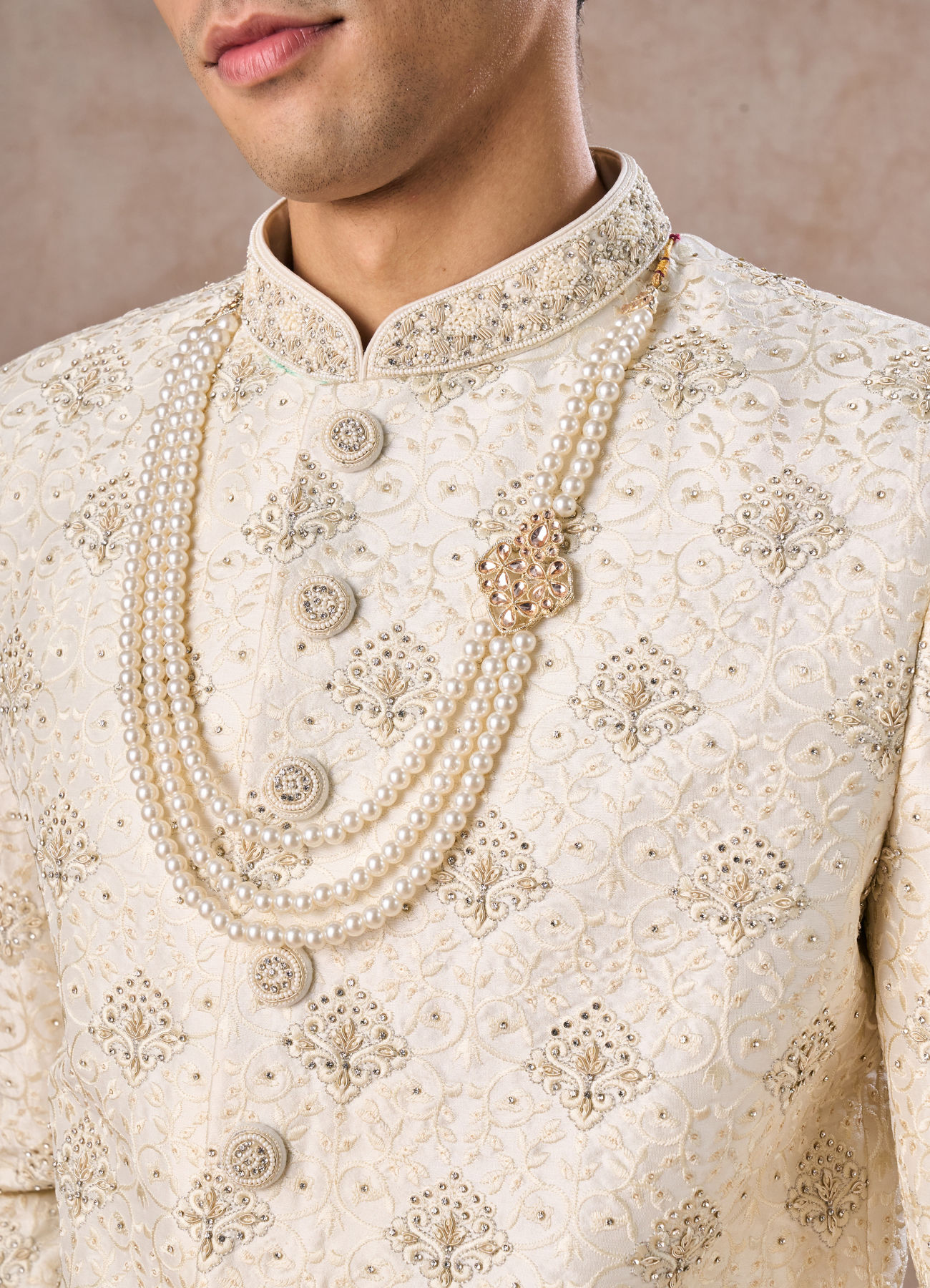 Manyavar Men Regal Cream Royalty Sherwani