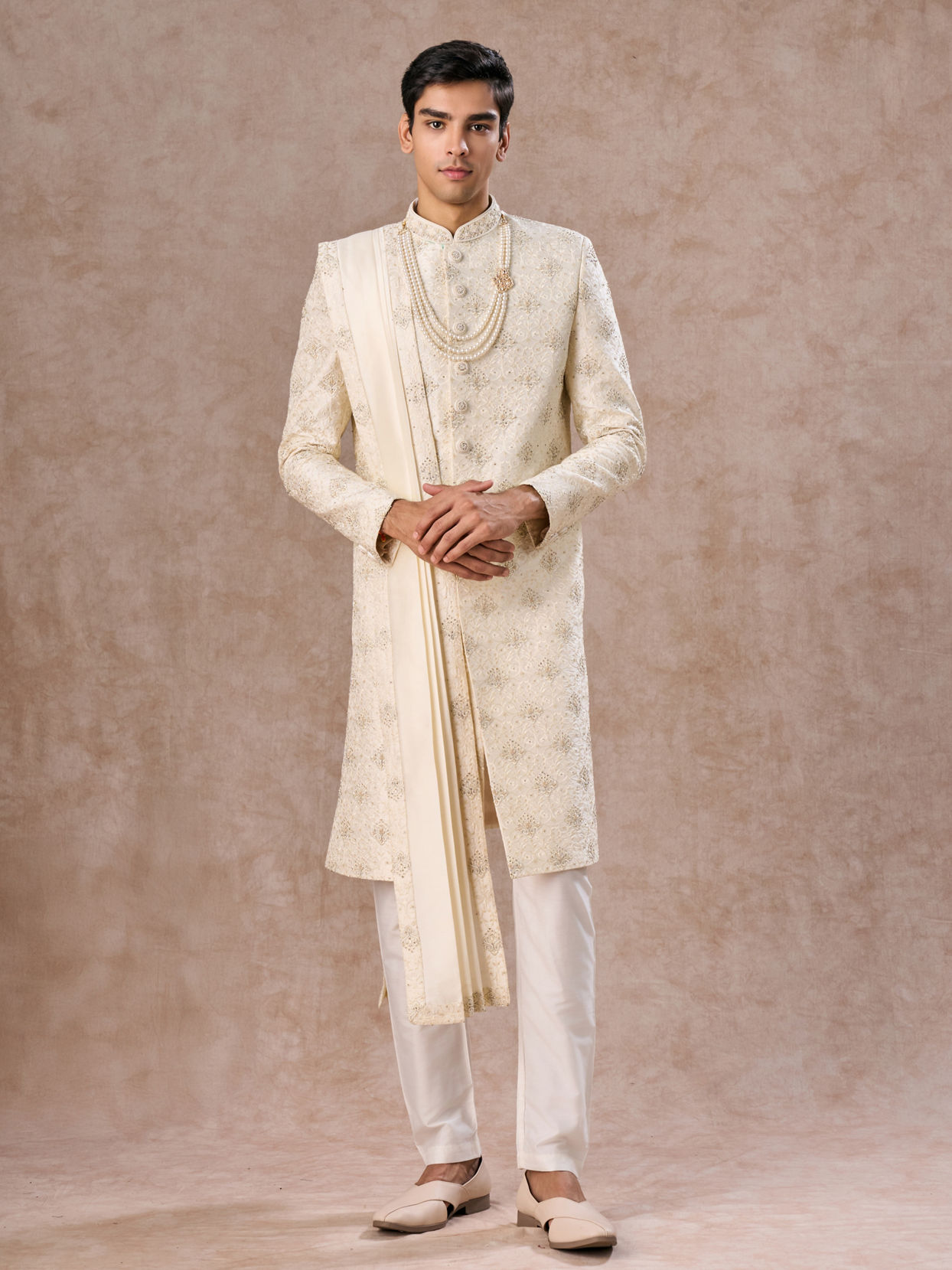 Manyavar Men Regal Cream Royalty Sherwani