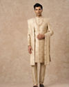 Manyavar Men Beige Art Silk Sherwani with Embroidery