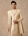 Manyavar Men Beige Art Silk Sherwani with Embroidery