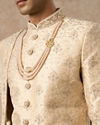Manyavar Men Beige Art Silk Sherwani with Embroidery