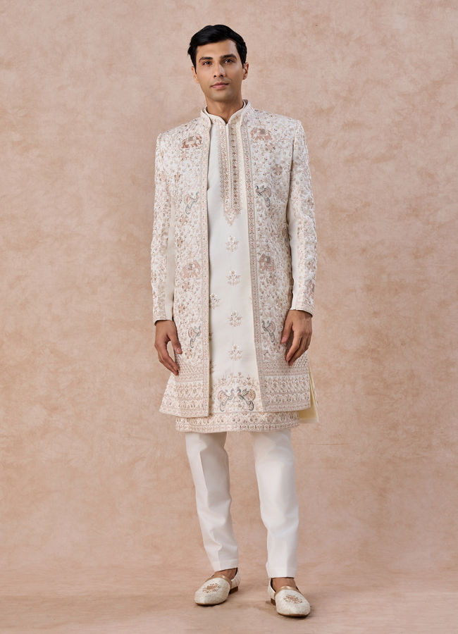 Manyavar Men Elegance Personified White Sherwani