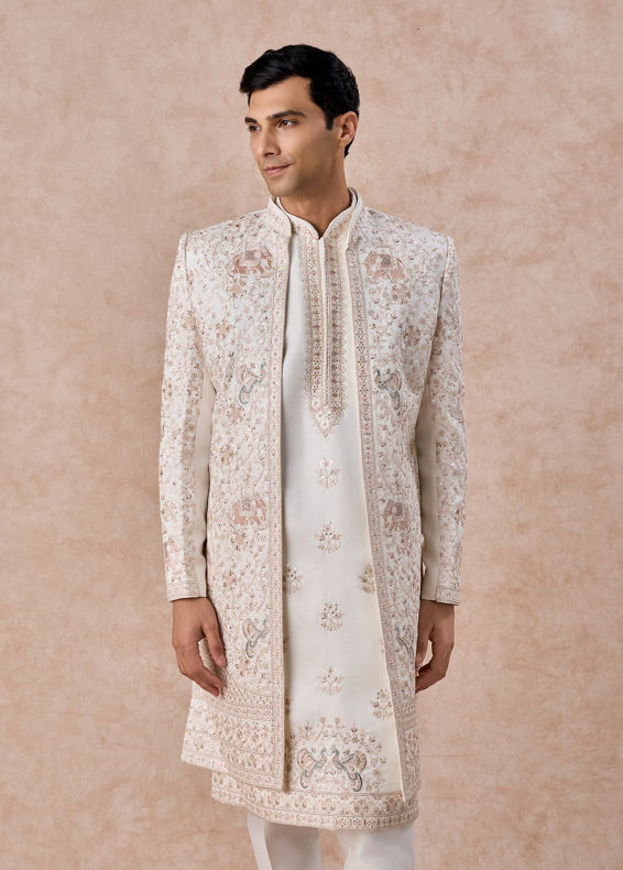 Manyavar Men Elegance Personified White Sherwani