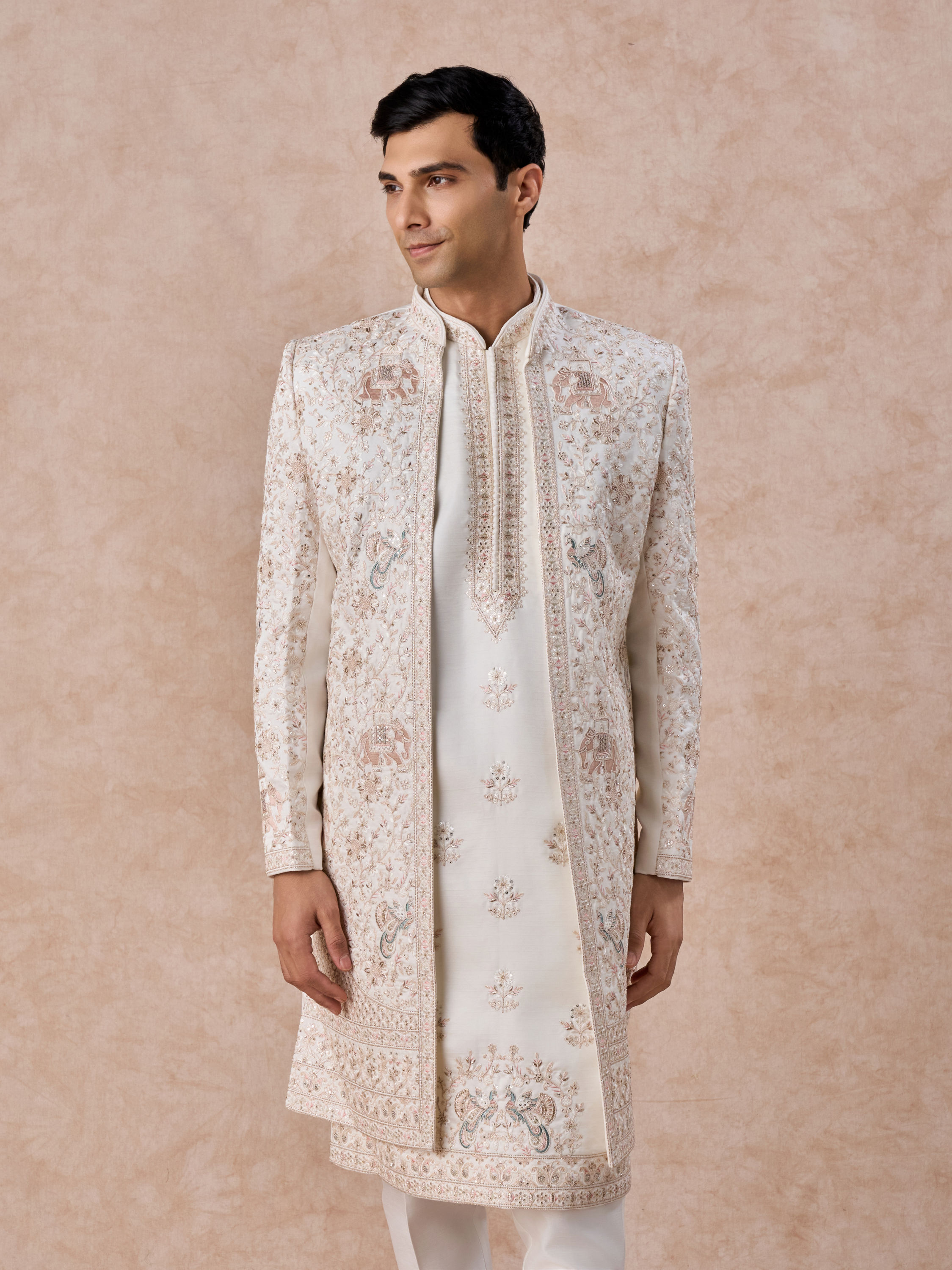Manyavar Men Elegance Personified White Sherwani