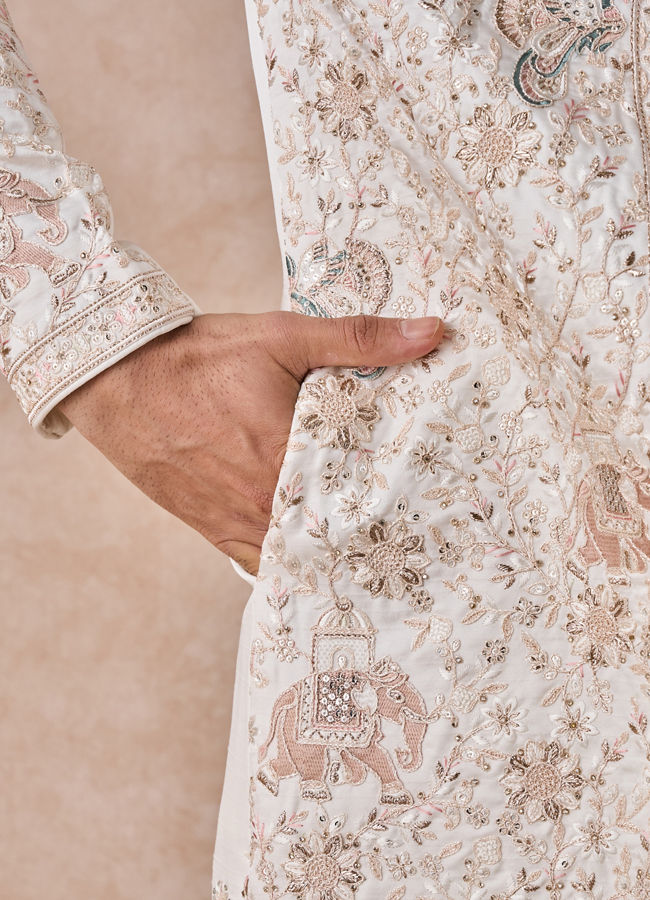 Manyavar Men Elegance Personified White Sherwani