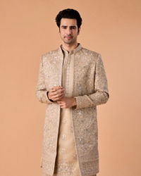 Manyavar Men Beauteous Beige Sherwani