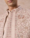 Manyavar Men Champagne Open Sherwani Set with Fauna Motifs