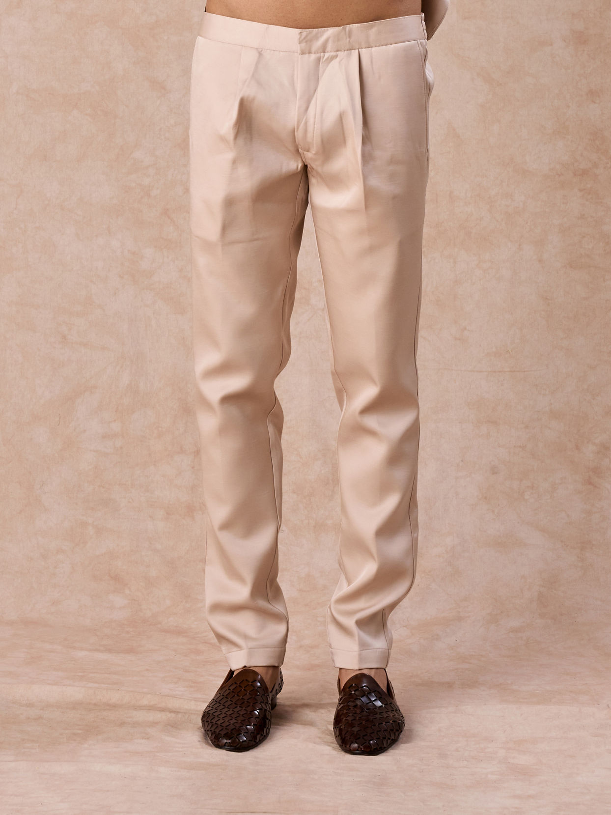 Manyavar Men Champagne Art Silk Sherwani Set with Fauna Motifs