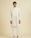 Manyavar Men Elegant Warm White Open Sherwani