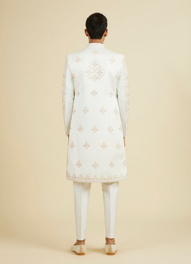 Manyavar Men Elegant Warm White Open Sherwani