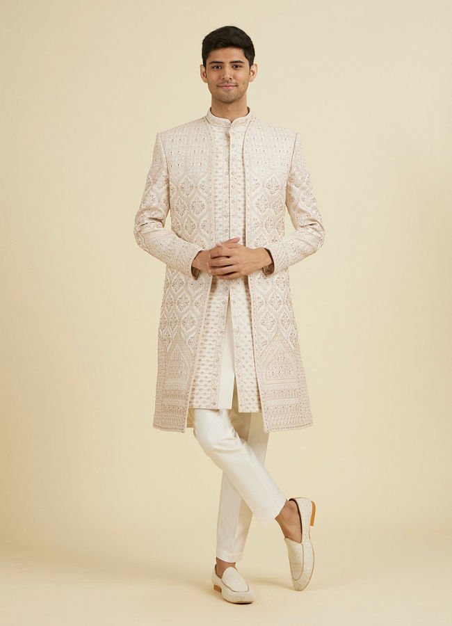 Manyavar Men Champagne Embroidered Sherwani