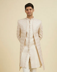 Manyavar Men Champagne Embroidered Sherwani
