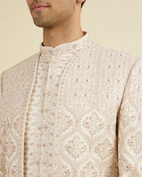 Manyavar Men Champagne Embroidered Sherwani