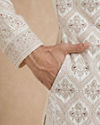 Manyavar Men Champagne Art Silk Sherwani with Intricate Embroidery