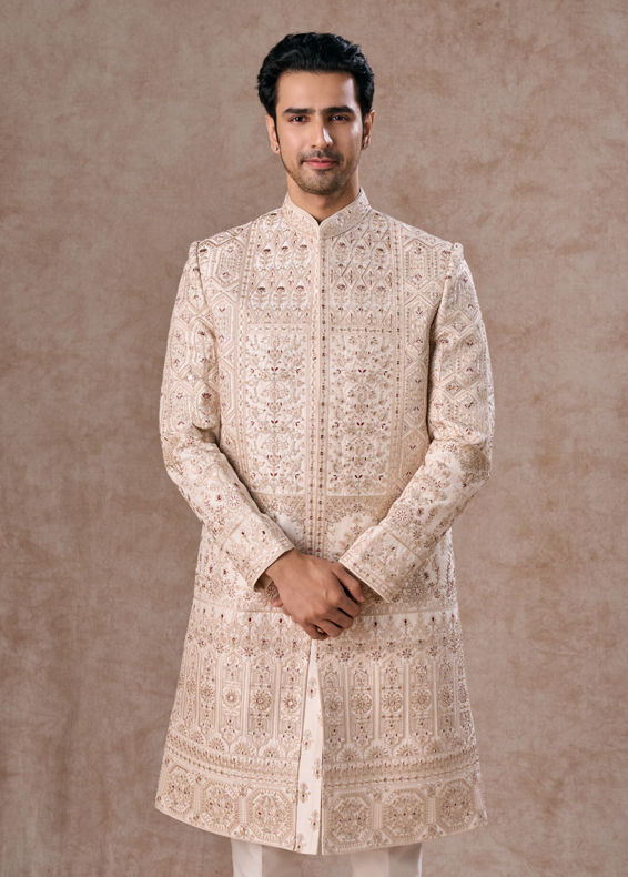 Manyavar Men Champagne Sherwani Vibes