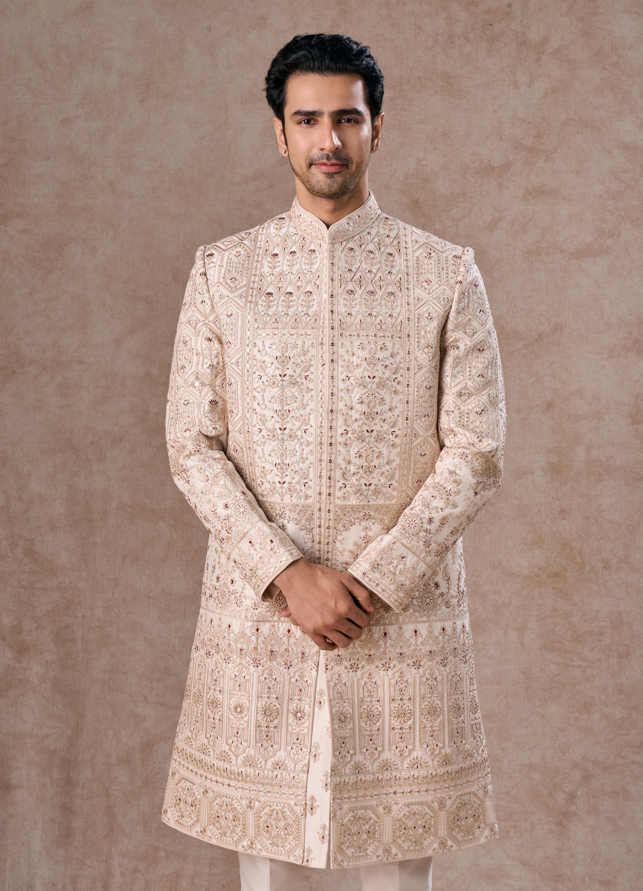 Manyavar Men Champagne Sherwani Vibes