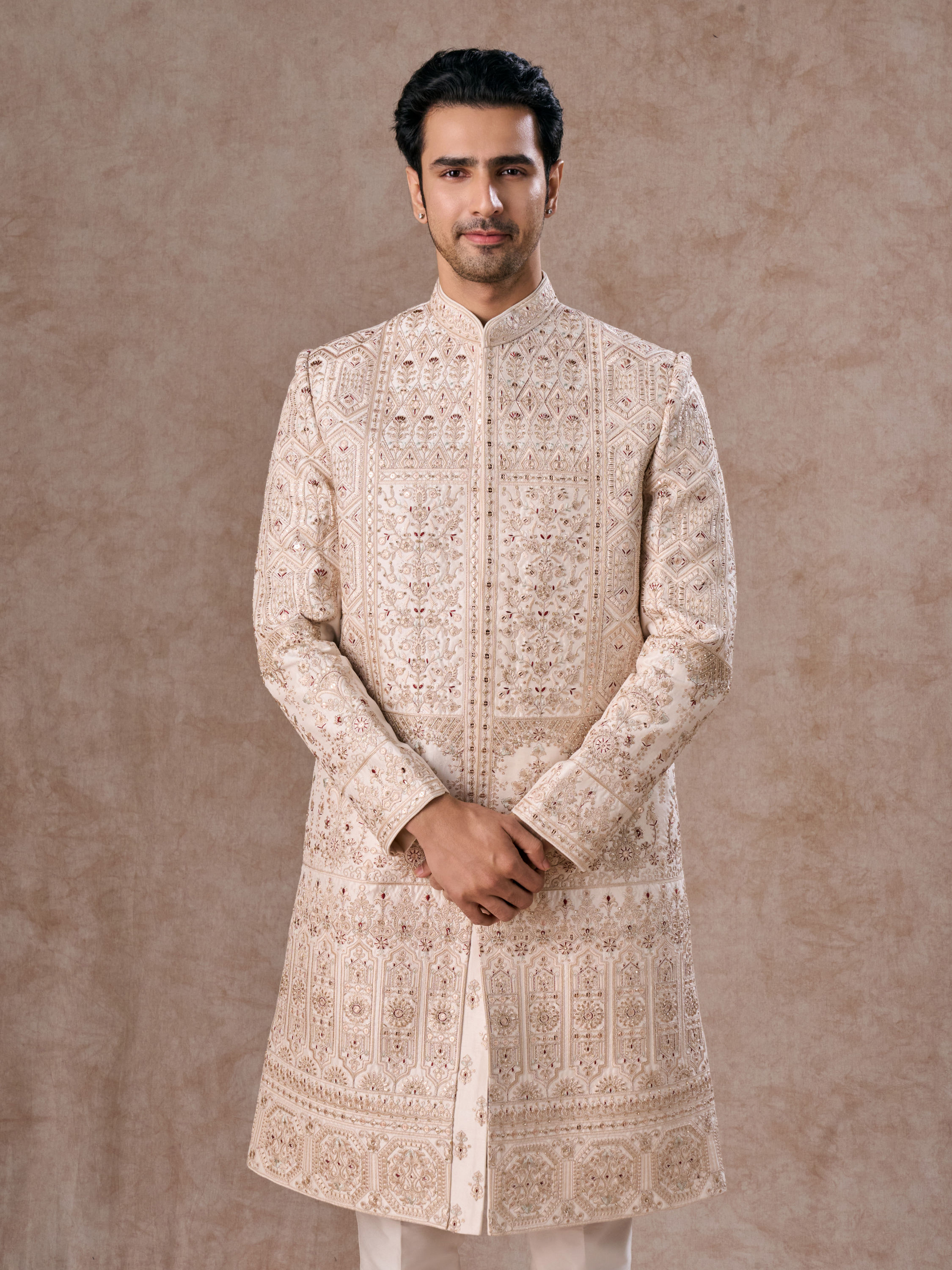 Manyavar Men Champagne Sherwani Vibes