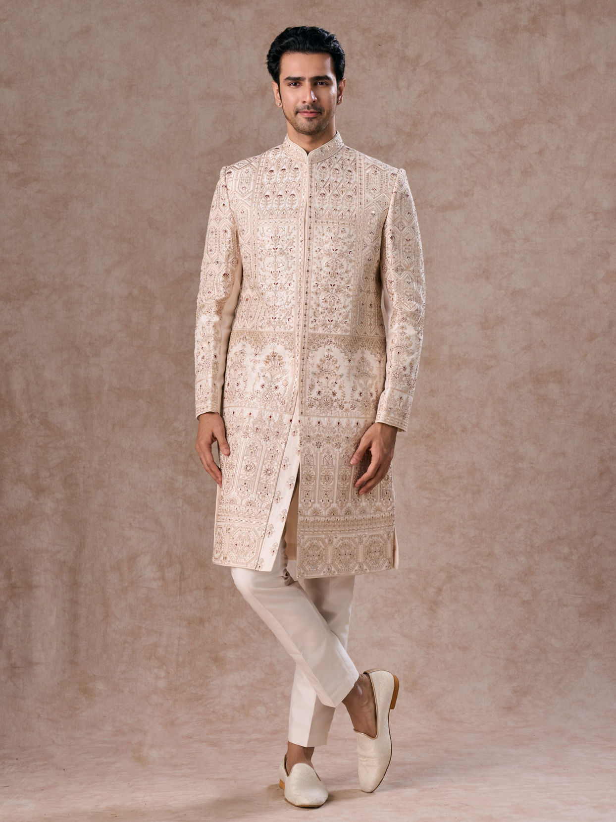 Manyavar Men Champagne Sherwani Vibes