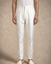 Manyavar Men White Silk Open Sherwani with Embroidery