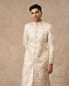 Manyavar Men Cream Art Silk Sherwani with Embroidery