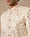 Manyavar Men Cream Art Silk Sherwani with Embroidery