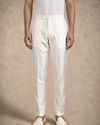 Manyavar Men Warm White Silk Open Sherwani with Embroidery