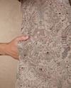 Manyavar Men Champagne Silk Open Sherwani with Embroidery