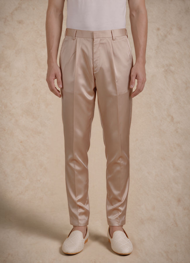 Manyavar Men Champagne Silk Open Sherwani with Embroidery