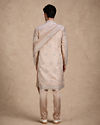 Manyavar Men Champagne Silk Open Sherwani with Embroidery