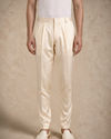 Manyavar Men Beige Silk Open Sherwani with Embroidery
