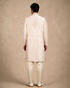 Manyavar Men Beige Silk Open Sherwani with Embroidery