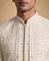 Manyavar Men Cream Silk Open Sherwani