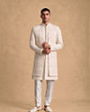 Manyavar Men Cream Silk Open Sherwani